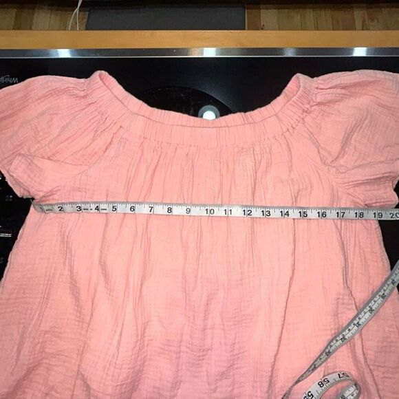 Rebecca Taylor babydoll cropped shirt flutter sleeves gauze like material pink s - Picture 6 of 7